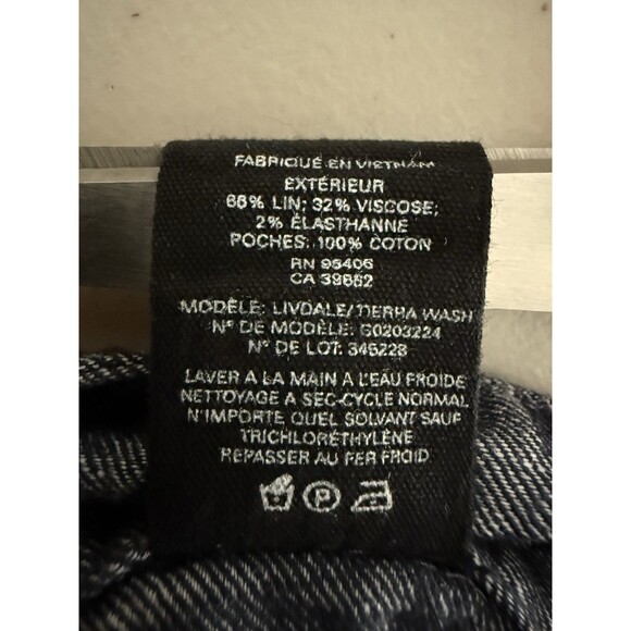 Theory Livedale Wide Leg Crop Pants Women Size 4 Blue Tierra Wash Linen Blend - Picture 11 of 11